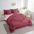 thumbnail image 3 of Manfei Boho bohemian Floral 7-Piece Twin Bedding Sets,Vintage Damsk Bedding Comforter Set,Pink Black Sheet Sets For Men Women,Super Cozy Room Decor Reversible, 3 of 8