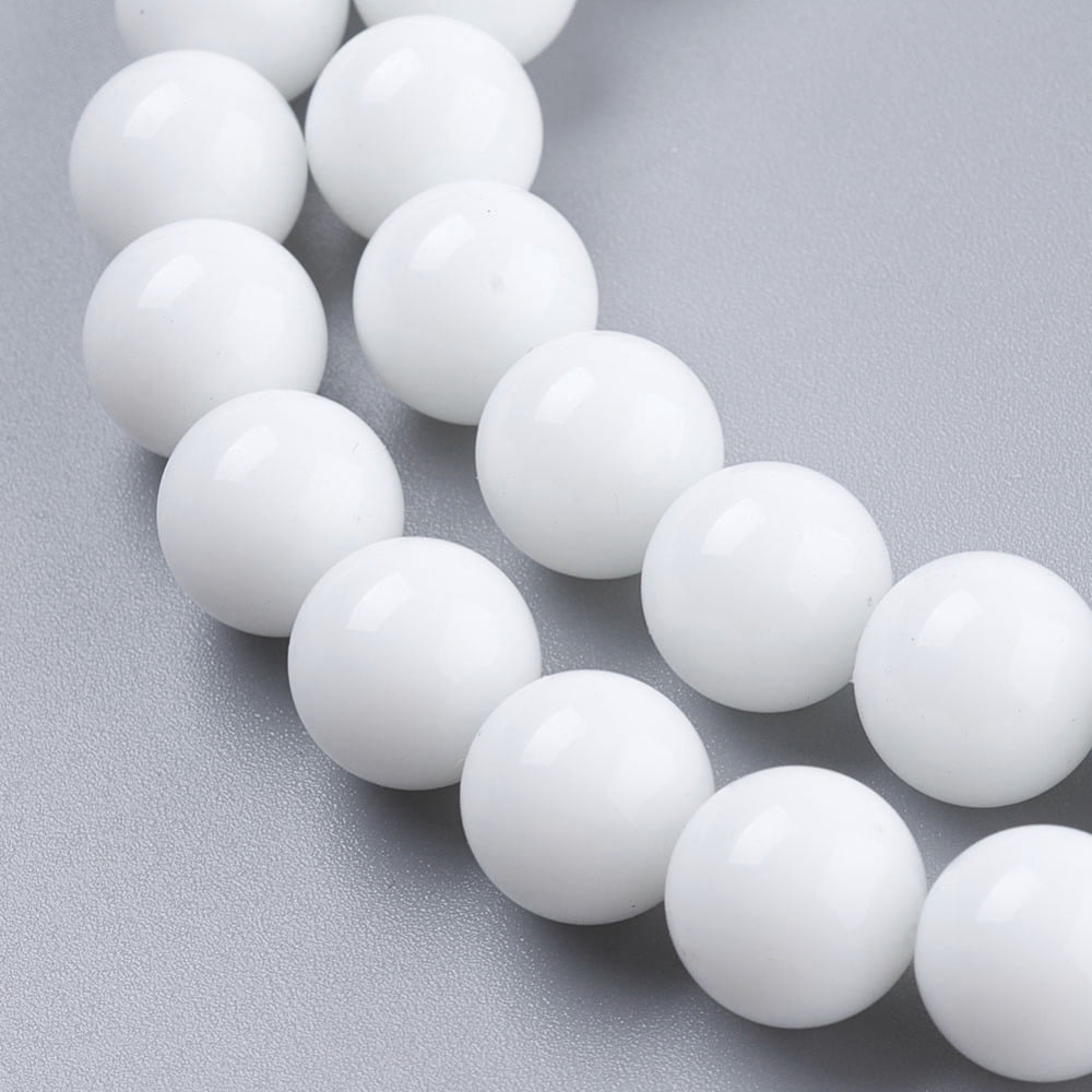 10strands 10strands Opaque Glass Beads Strands Imitation White Agate Round White 10mm hole: 1mm about 38pcs/strand 14.8 inch