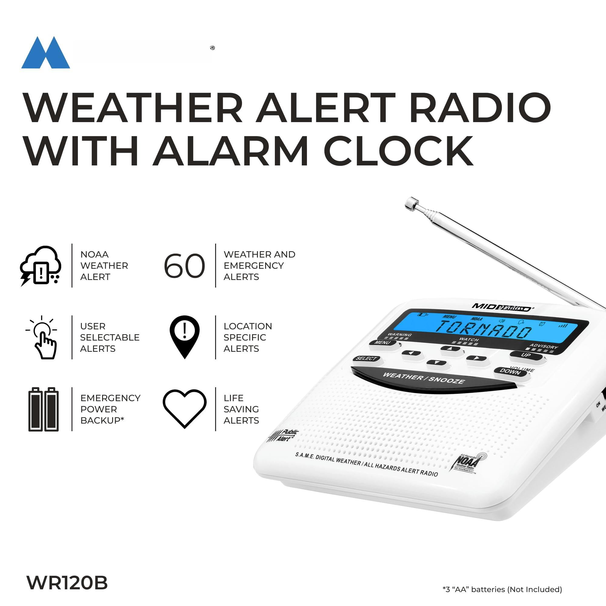 - Wr120b Noaa Emergency Weather Alert Radio Localized Programming  Trilingual Display 60+ Alerts Alarm Selectable Tone
