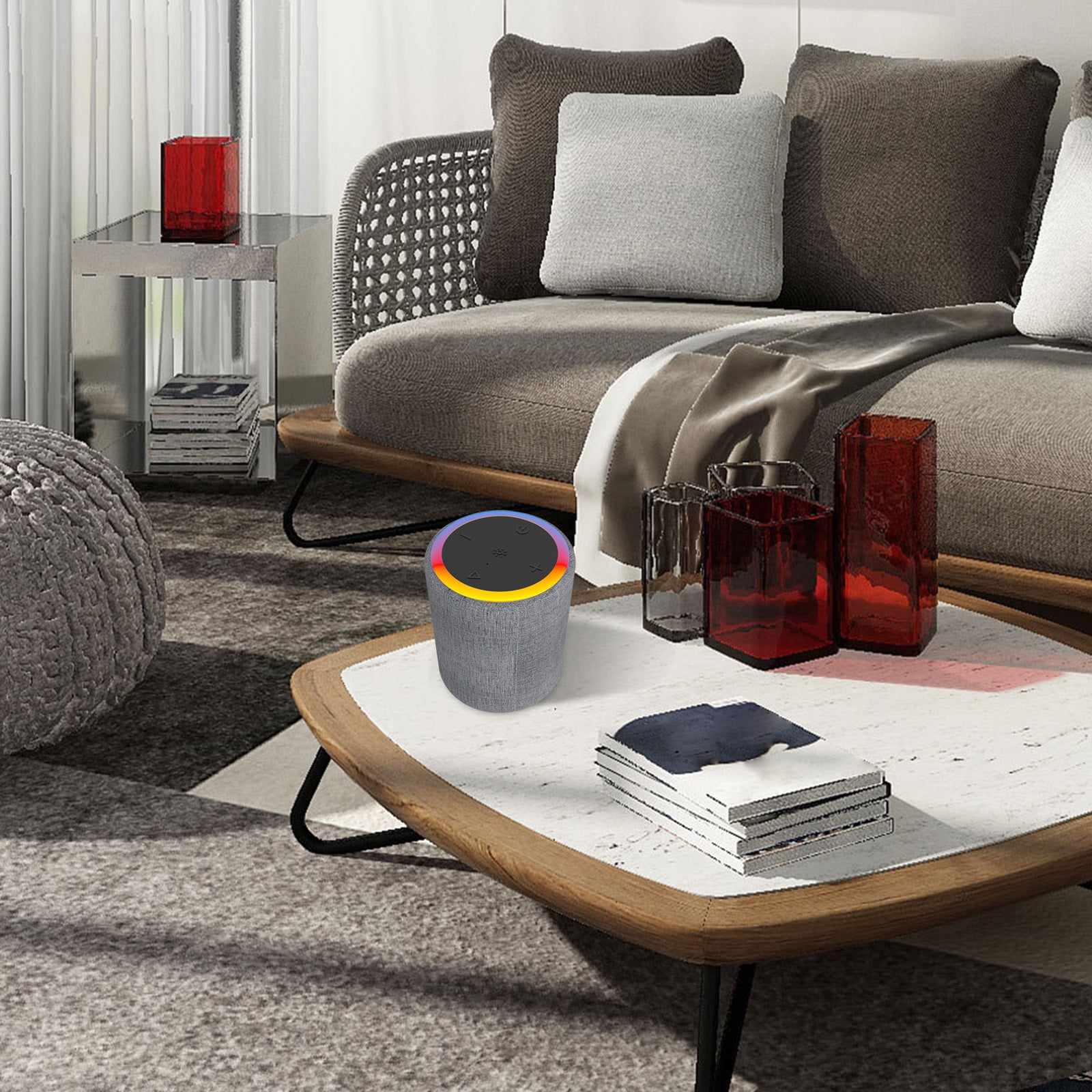 Altavoz Bluetooth, altavoz inalámbrico Bluetooth 5.1 redondo con luces ...
