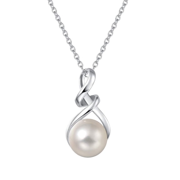 FANCI.ME Pearl Necklace 925 Sterling Silver Twist Pearl Necklace with Genuine Quality 9-10mm/8-8.5mm Freshwater Cultured Pearls Fine Pearl Jewelry for Women