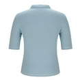 thumbnail image 5 of Wyobmus Women's 1/4 Zipper Tops 2025 Summer Elegant V Neck Collared Work Shirts Slim Fitted Short Sleeve Dressy Blouses Light Blue, 5 of 5