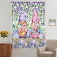 thumbnail image 3 of Blue Purple Gnomes Sheer Curtains 63 Inches Long, Spring Hydrangea Flower Leaf Green Plaid Light Filering Curtains, Breathable Simi Curtain Privacy Drapes for Living Room Bedroom Window Treatment, 3 of 9
