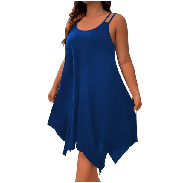 Vestido de Verano para las Mujeres sin Mangas Cuello Redondo, Primavera Suelta Transpirable Ropa Exterior Moda