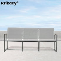 Krikacy Stainless Steel Teak Outdoor Three Seater Sofa, All Weather Patio Furniture, Silver