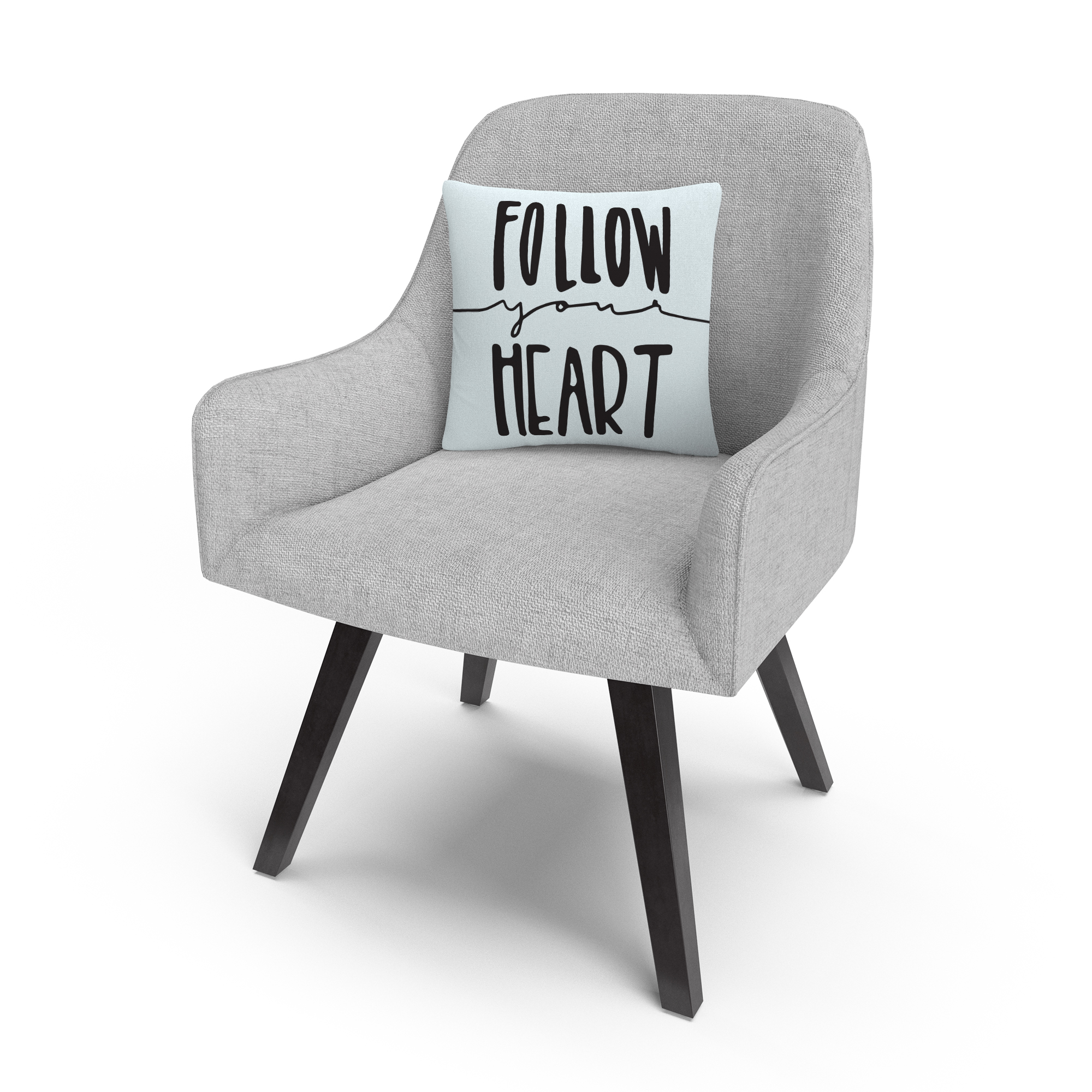 Typographic Follow Your Heart By Abc 16 X 16 Decorative Throw Pillow