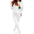 thumbnail image 2 of BiZtdJrK Women's 2025 Fashion Shamrock Print Tracksuits Casual Drawstring Jogger Sweatpants and Long Sleeve Hooded Pullover 2 Piece Sets St Patricks Day Outfits White M, 2 of 6