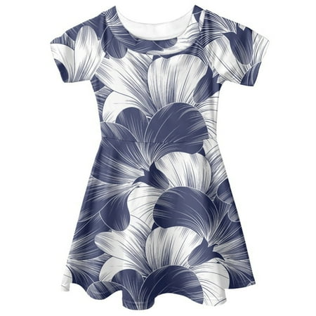 

Toddler Kids Girls Dresses Tie Dye Gradient Printed Short Sleeve O-Neck Petal Artistic Summer Princess For 4 To 15 Years Sundress Wedding Soft Dress For Chlidren