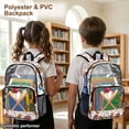 thumbnail image 3 of Xoenoiee Baseball Bat Hat Print Clear Backpack for Middle School Teens 17" Heavy Duty Waterproof PVC See Through Transparent Bookbag, Large Capacity School Bag with Adjustable Straps for Boys, 3 of 7