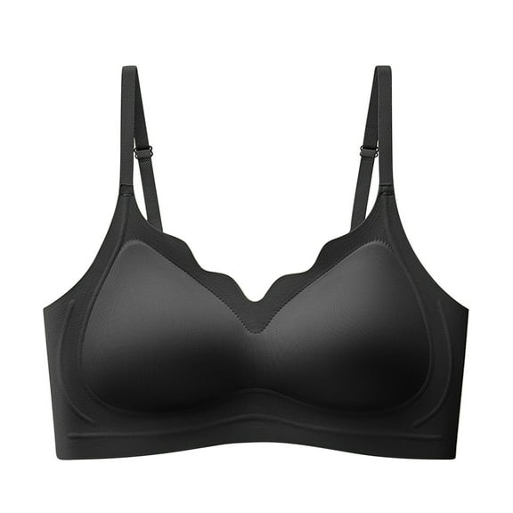 Yyeselk Seamless Bra for Women Wireless Lift Everyday Bra Push Up Bra Full Coverage Soft Comfortable T-Shirt Bra Black XXL