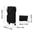 thumbnail image 7 of 2-in-1 Foldable Shopping Cart, Large Capacity Shopping Bag with Wheels, Rolling Grocery Cart Tote Bag, Lightweight Waterproof Trolley for Travel Camping, Black, 7 of 7
