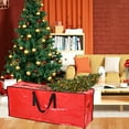 thumbnail image 4 of EWASWON Christmas Red Christmas Tree Storage Bag, Waterproof with Reinforced Handles & Zipper, Fits Disassembled Artificial Trees, 48" x 19.7" x 15", 4 of 8