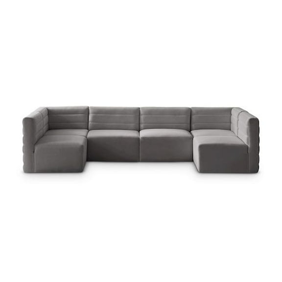 Meridian Furniture Quincy Grey Velvet Modular Sectional