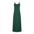 thumbnail image 4 of QLEICOM Women's Summer Plain Bohemian Hoop Sling Maxi Dress with Pockets Spaghetti Strap Beach Long Dress Green M, US Size: 6, 4 of 6