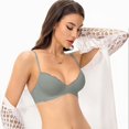 thumbnail image 2 of FUNUONY Women's Push Up Wireless Comfortable Padded Plunge No Underwire Everyday Bra Underwear Women Gathered Without Rims Thickened Bra Flat Chest Special Suit Lace Bra Green 32, 2 of 3