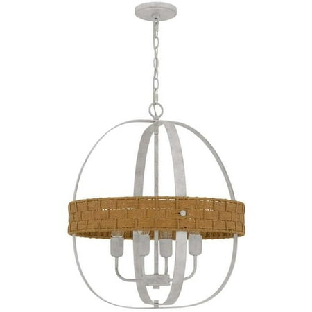 

60 watt x 4 Barton Metal Chandelier with Rattan Design White Washed