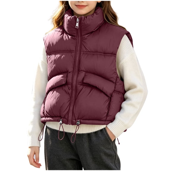 StSilkitty Puffer Vest for Boys Girls Zip up Sleeveless Stand Collar Jacket Coat Fall Winter Warm Outerwear with Pockets