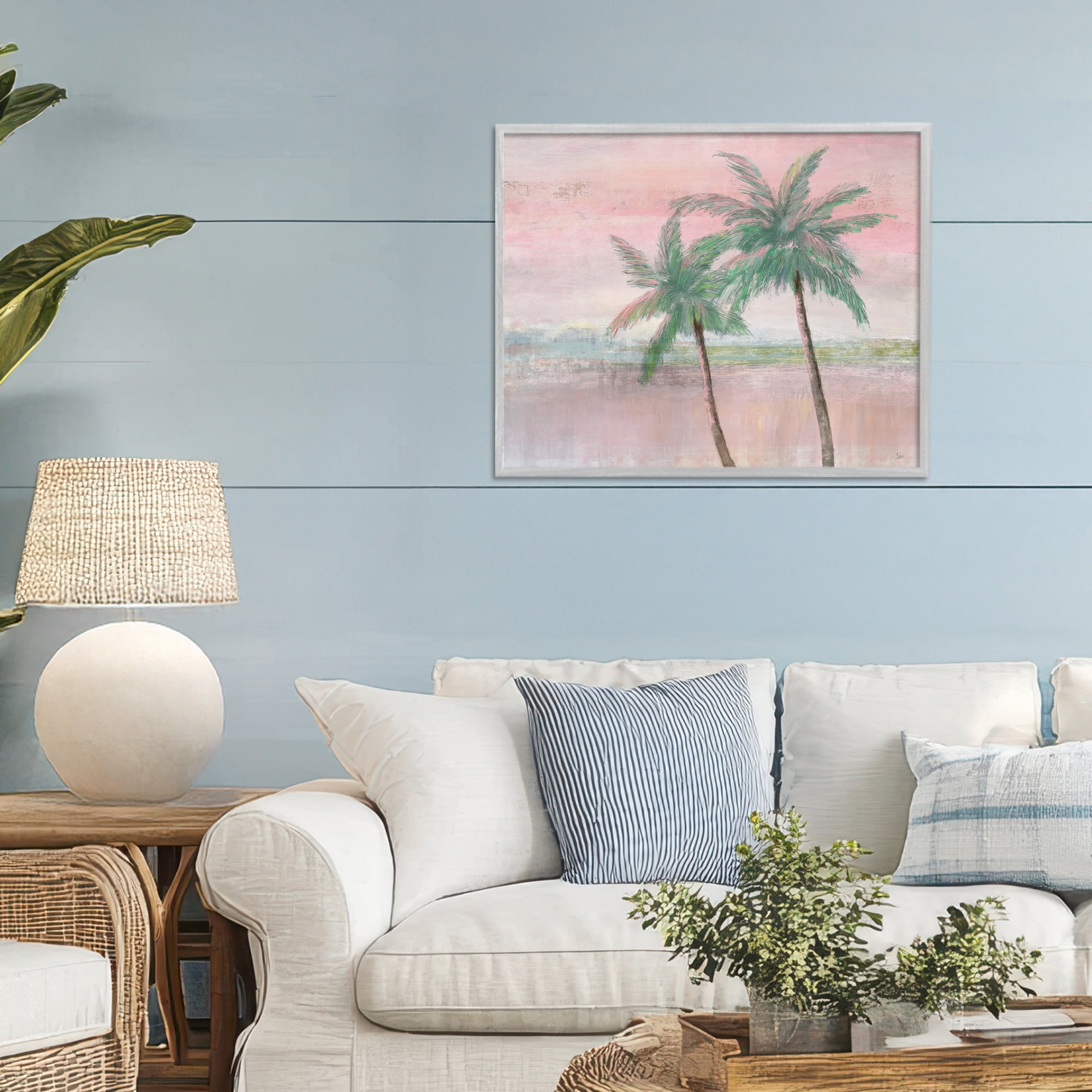 Stupell Industries Sunset Palms at Dusk Gray Framed Giclee Art, design by Nan
