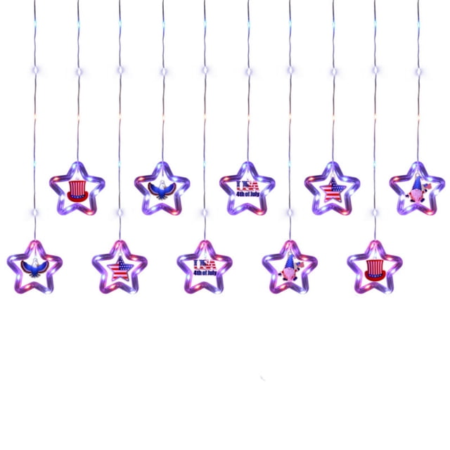 Wozhuo Independence Day Star String Lights USB Remote Control LED Patriotic Decor