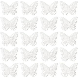32 Pcs White Lace Butterfly Applique Embroidery,Organza Butterfly Patches  Appliques for Clothes,for Wedding Bridal Dress Craft DIY Clothes Hair