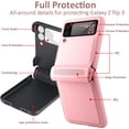 thumbnail image 2 of Compatible Galaxy Z Flip 3 Case with Hinge Protection,Heavy Duty Protective Slim Hard PC+PU Leather Shockproof Phone Cover for Samsung Galaxy Z Flip 3 5G Phone Case Women Girls- Pink, 2 of 16