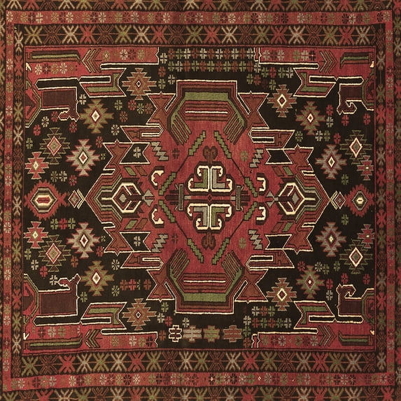 Ahgly Company Indoor Square Persian Brown Traditional Area Rugs, 4' Square
