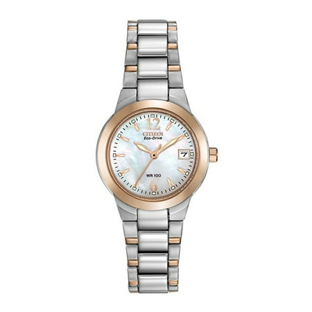 Drive Mother Of Pearl Dial Ladies' Eco Drive Silhouette EW1676-52D Two-Tone Stainless steel Bracelet with Mother-of-Pearl Dial Watch ()