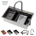 thumbnail image 3 of Black Stainless Steel Single- Bowl Drop - in Kitchen Sink with Integrated Drain and Overflow Design, 3 of 10
