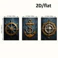 thumbnail image 3 of 2D Flat, 3pcs Navy Blue Golden Coast Frameless Canvas Wall Art - 15.7x23.6 Inches, Modern Nautical Decor with Compass and Anchor Design, Suitable for Living Room Home Decoration, Coastal Home Decor,, 3 of 4