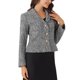 thumbnail image 4 of CHAQUETAS BLAZER DE TWEED INSPIRADORAS CHIC PARA MUJER CON SOLAPA ABIERTA Y MANGAS LARGAS EN NEGRO, 4 of 5