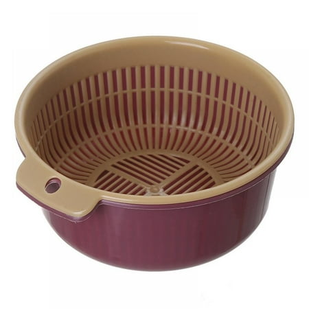 

Washing Strainer Bowl Set Double Layer Drain Colander Plastic Basket for Fruits Vegetables Pasta Berry Cleaning Washing Purple