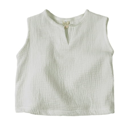 

XNHOU Kids Halloween Shirt Sleeveless Cotton Vest Solid Color Prints Tops Cute Girls Boys Tees Clothes 12-18 Months