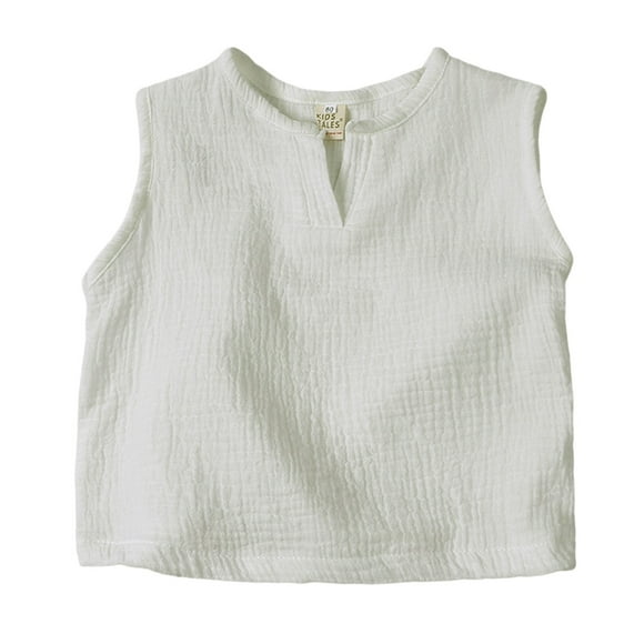 T-shirts Sans Manches en Coton pour Garçons, Gilet pour Garçons, Été, Enfants, Mince, Respirant, Couleur Unie, Débardeur, Tee-Shirt, Enfant Garçon, Blanc, 3 Ans-4 Ans