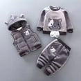 thumbnail image 3 of Ruyang 3 Piece Baby Boys Girls Clothes Cat Print Long Sleeve Pullover Hooded Zipper Vest Thick Pants Outfits Fall Warm Sets for Toddler, 3 of 3