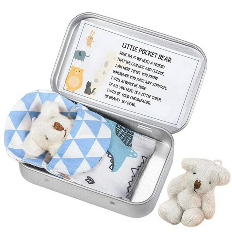 Mini Stuffed Bear in A Tin Box Custom Christmas Stocking Filler for Birthday Wedding Decorations Default White
