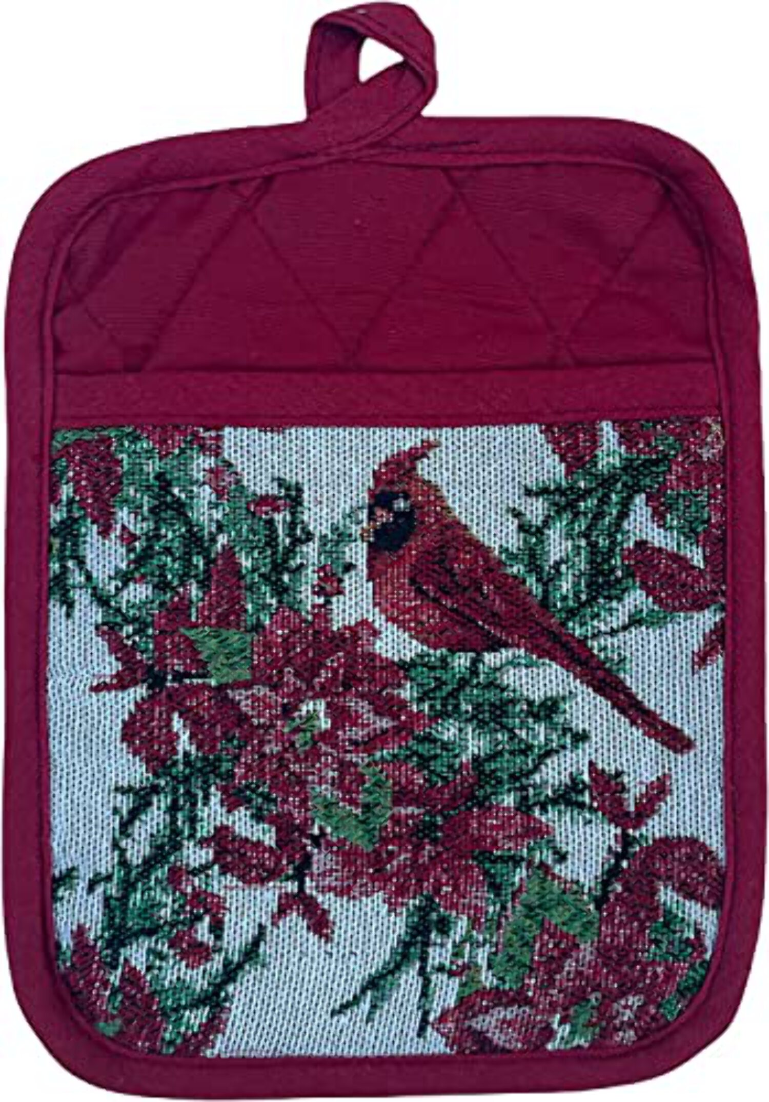 Set of 10, Red Cardinal Bird Holiday Season Christmas Design Tapestry Kitchen Towel Set, Include 4 Placemats, 4 Kitchen Towels, Pot Holder  Oven mitt.