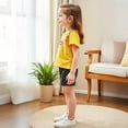 thumbnail image 6 of ZOYOEN Toddler Girls Outfit Sets- Short Sleeve Cute Tees and Shorts Casual Cotton Kids Summer Clothes Yellow Size 6 T, 6 of 7
