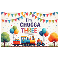 thumbnail image 2 of Colorful Design Happy Birthday Banner Train Theme Polyester Material for Children's Celebration Birthday Party Decoration, 2 of 8