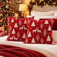 thumbnail image 6 of LOMYOLO Christmas Throw Pillow Covers Set of 2, 18x18IN Chenille Double Side Xmas Decorative Pillow Covers Soft Farmhouse Holiday Cushion Covers for Sofa Couch Bed, Christmas Tree Reindeer Snowflake, 6 of 8