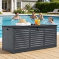 thumbnail image 3 of 130 Gallon Resin Deck Box, Outdoor Lockable Storage Container for Patio Cushions, Garden Tools, Pool Supplies, Toys, Waterproof and UV Resistant, Reinforced Rib Design, Black, 3 of 10