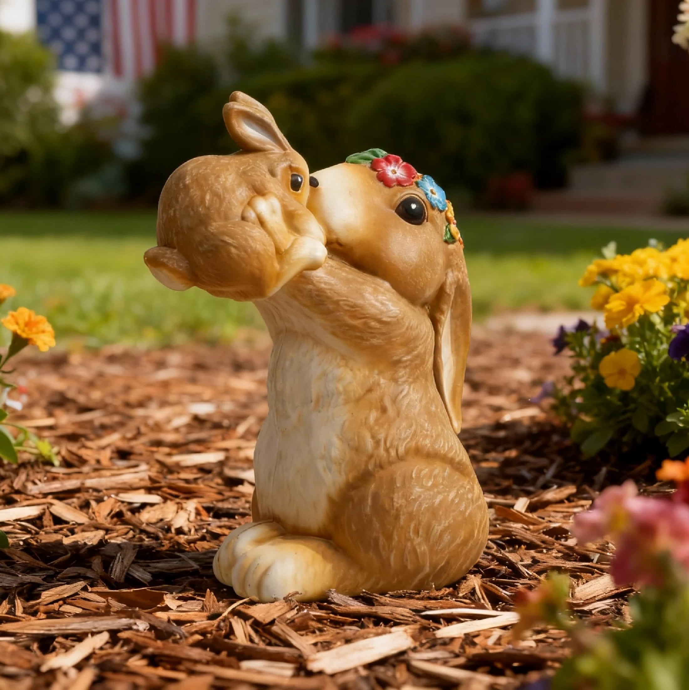 Mainstays Resin Bunnies Outdoor Garden Statue, Weather-Resistant