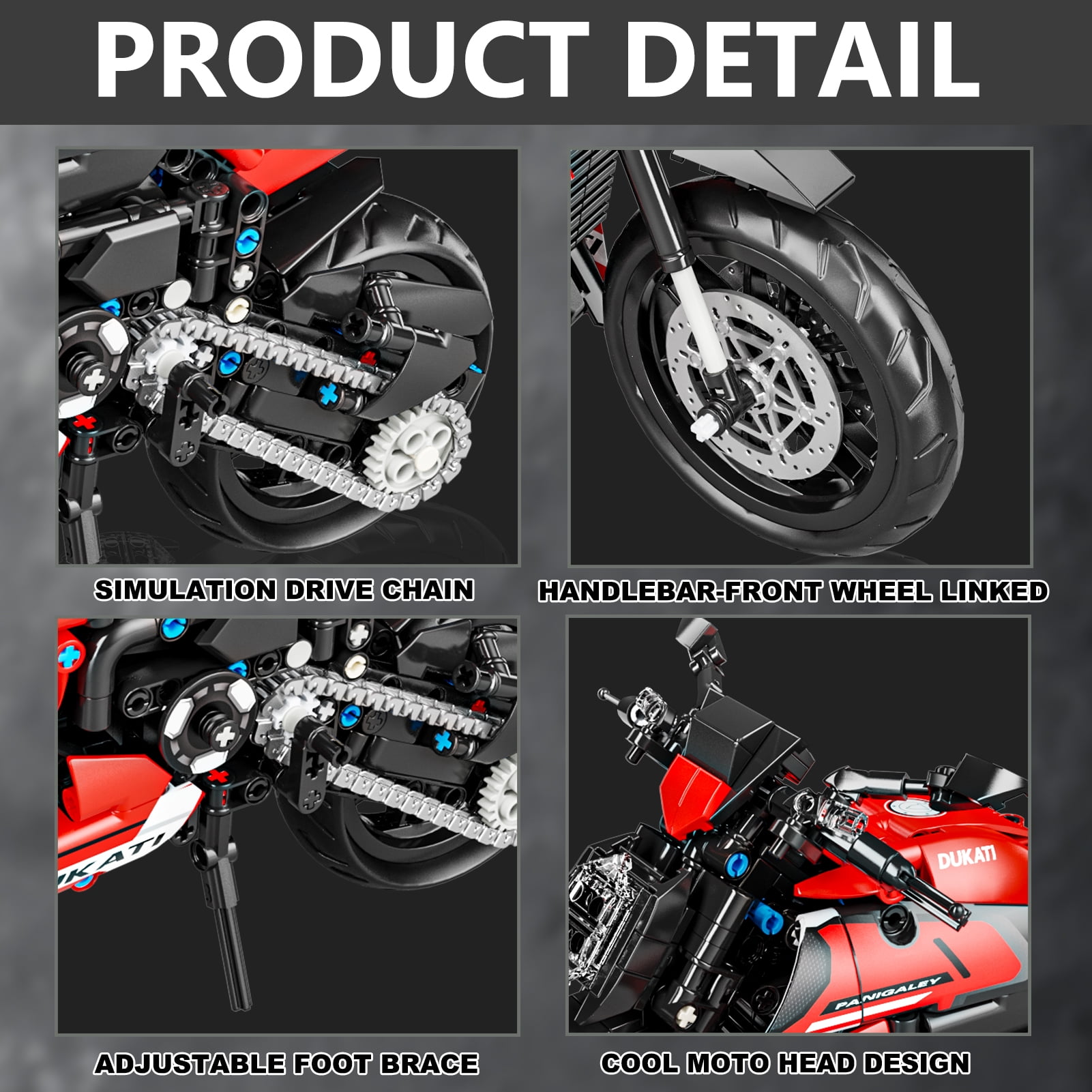 QOQ Motorcycle ABS Building Block Toy , 1:8 Model Collectible Kits  and Technic for Boys & Adults (816 Pieces)