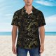 thumbnail image 2 of Fotbe Gold Gloss Outline Floral Camisa Hawaiana para Hombre Unisex – Camisa Casual de Verano con Botones de Manga Corta de Algodón y Lino,Large, 2 of 7