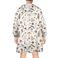 thumbnail image 2 of Brown Mushroom Fern Light Pattern Wearable Oversized Blanket,Wearable Blanket Hoodie for Adults,Cozy Hooded Blankets with Super Pockets,Super Warm Fuzzy Pullover for Women & Men, 2 of 6