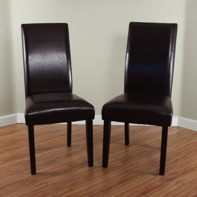 Villa Faux Leather Brown Dining Chairs Set Of 2 Walmart Com