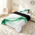 thumbnail image 2 of Manfei Watercolor Ink Painting Twin Comforter Sets, Modern Abstract Art Bedding Set, Green White, Black Reversible 2-Piece, 1 Comforter and 1 Pillowcase, 2 of 6