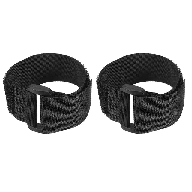 Attaches de Câble Réutilisables 3.9 Pieds x 1.5 Pouces, Sangles de Crochet et Boucle Réglables Cordon de Fixation en Nylon Polyvalent, Noir 2 Pcs