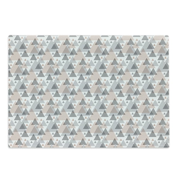 Abstract Grey Cutting Board, Illustration of Geometric and Repeated Triangles with Thin Stripes, Decorative Tempered Glass Cutting and Serving Board, in 3 Sizes, by Ambesonne