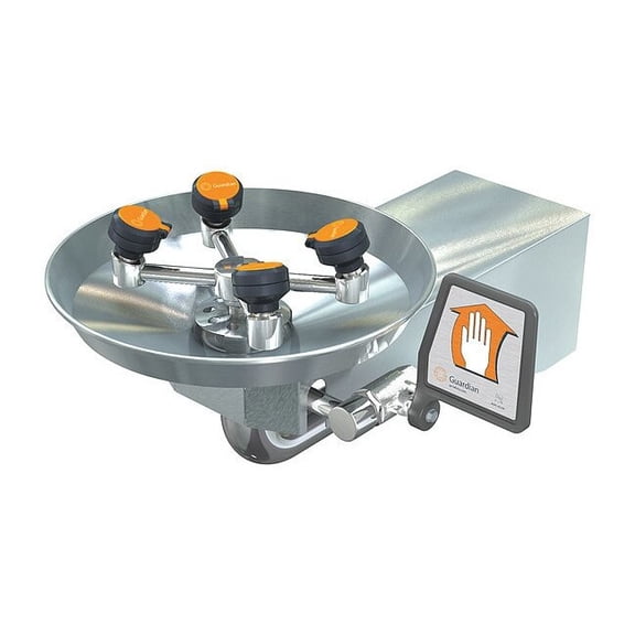 Plumbed Eyewash, Wall Mount, Plumbed, 8 5/6 in H., 11 1/6 in W