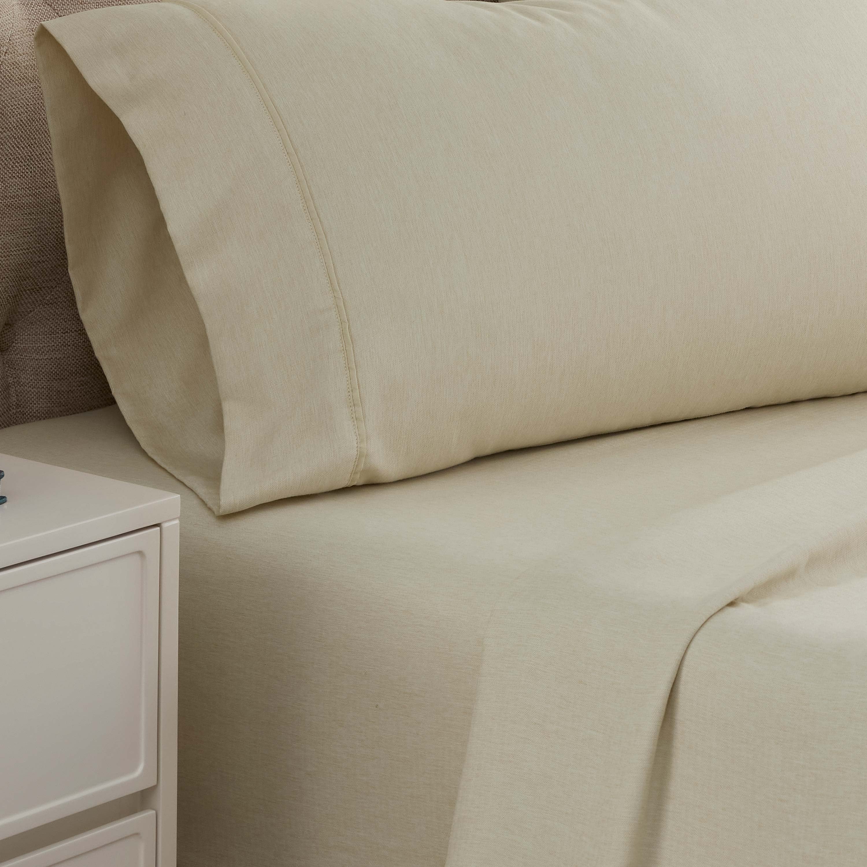 Martex Arcadia Heather Herringbone Sheet Set, Queen, Linen